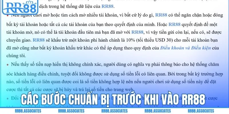 Các bước chuẩn bị trước khi vào RR88 