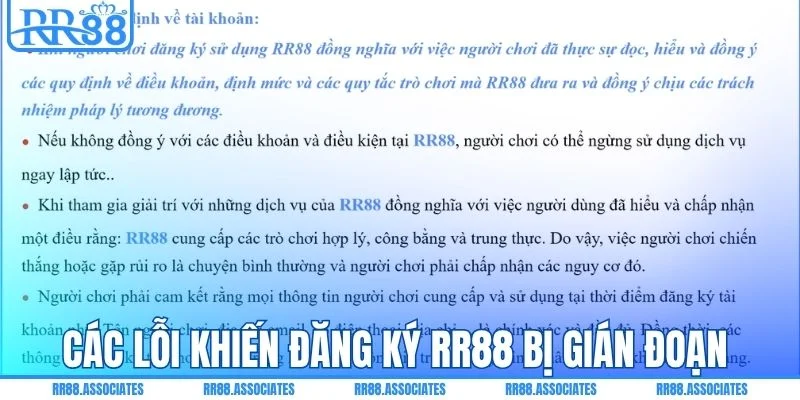 Các lỗi khiến đăng ký RR88 bị gián đoạn 
