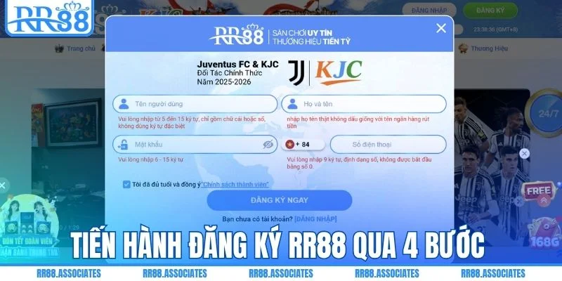 Tiến hành đăng ký RR88 qua 4 bước 